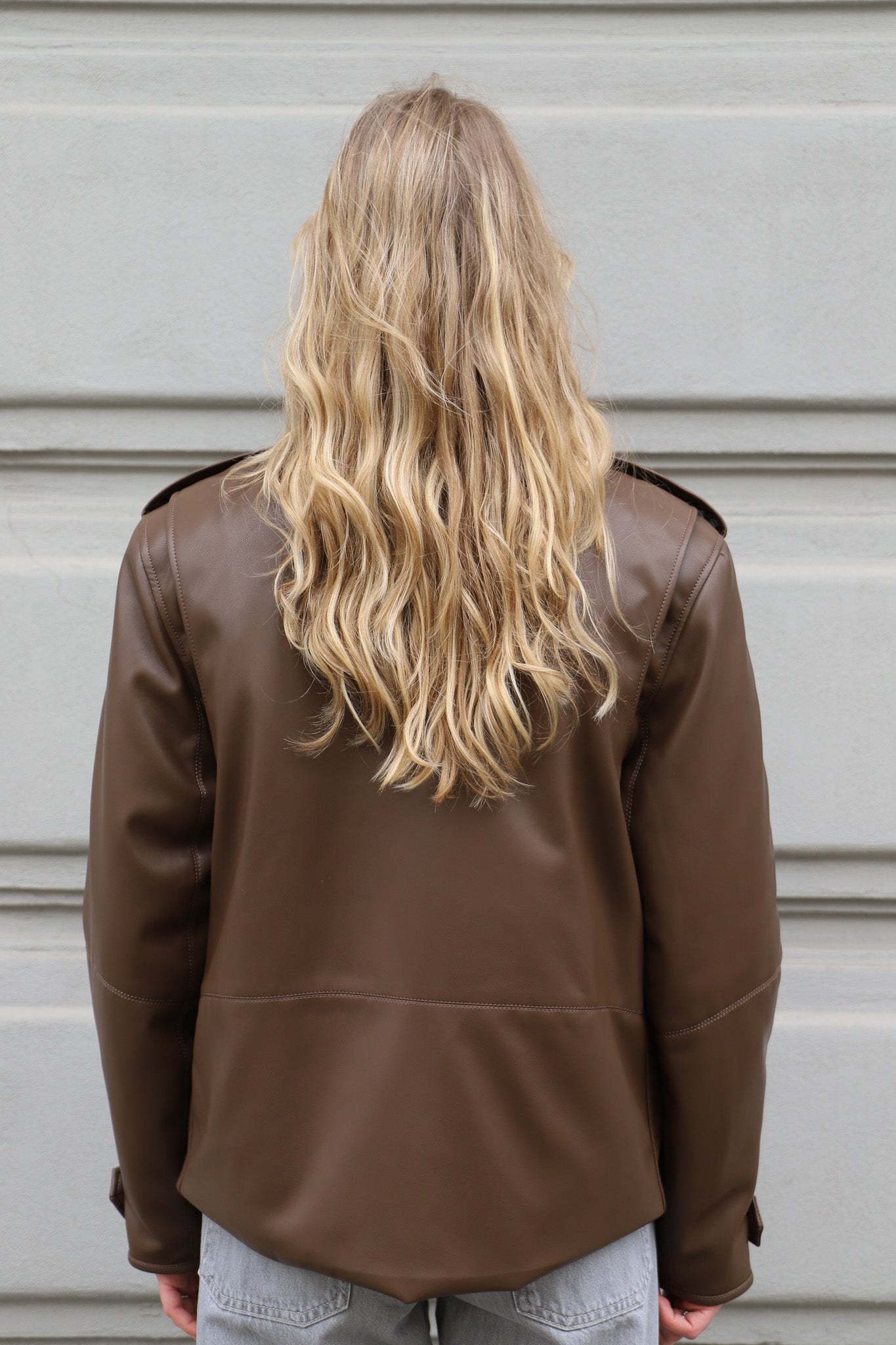 BROWN FAUX LEATHER JACKET
