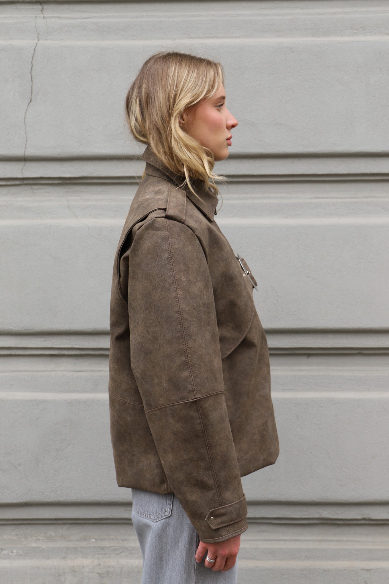 BROWN FAUX LEATHER JACKET