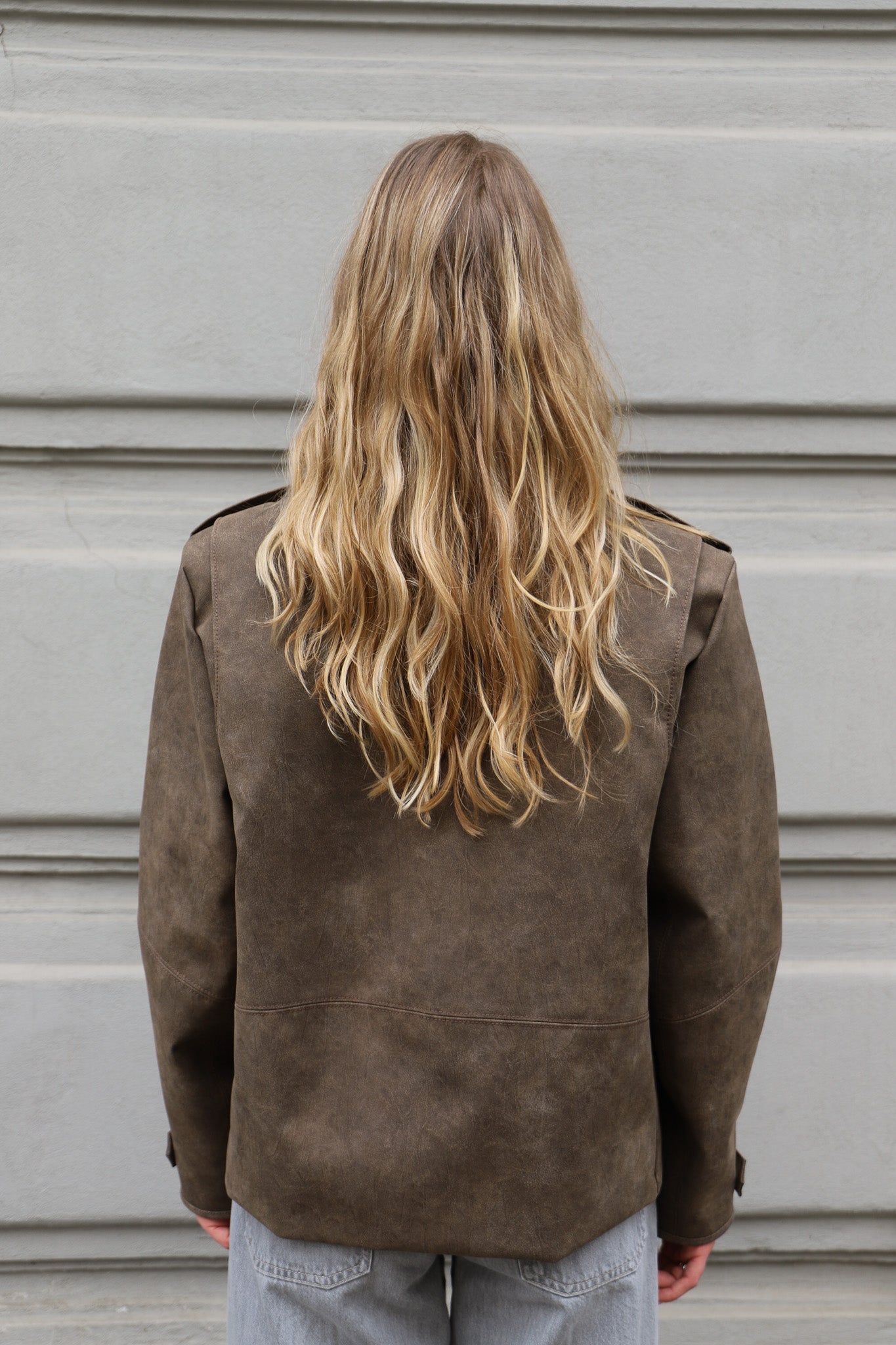 BROWN FAUX LEATHER JACKET
