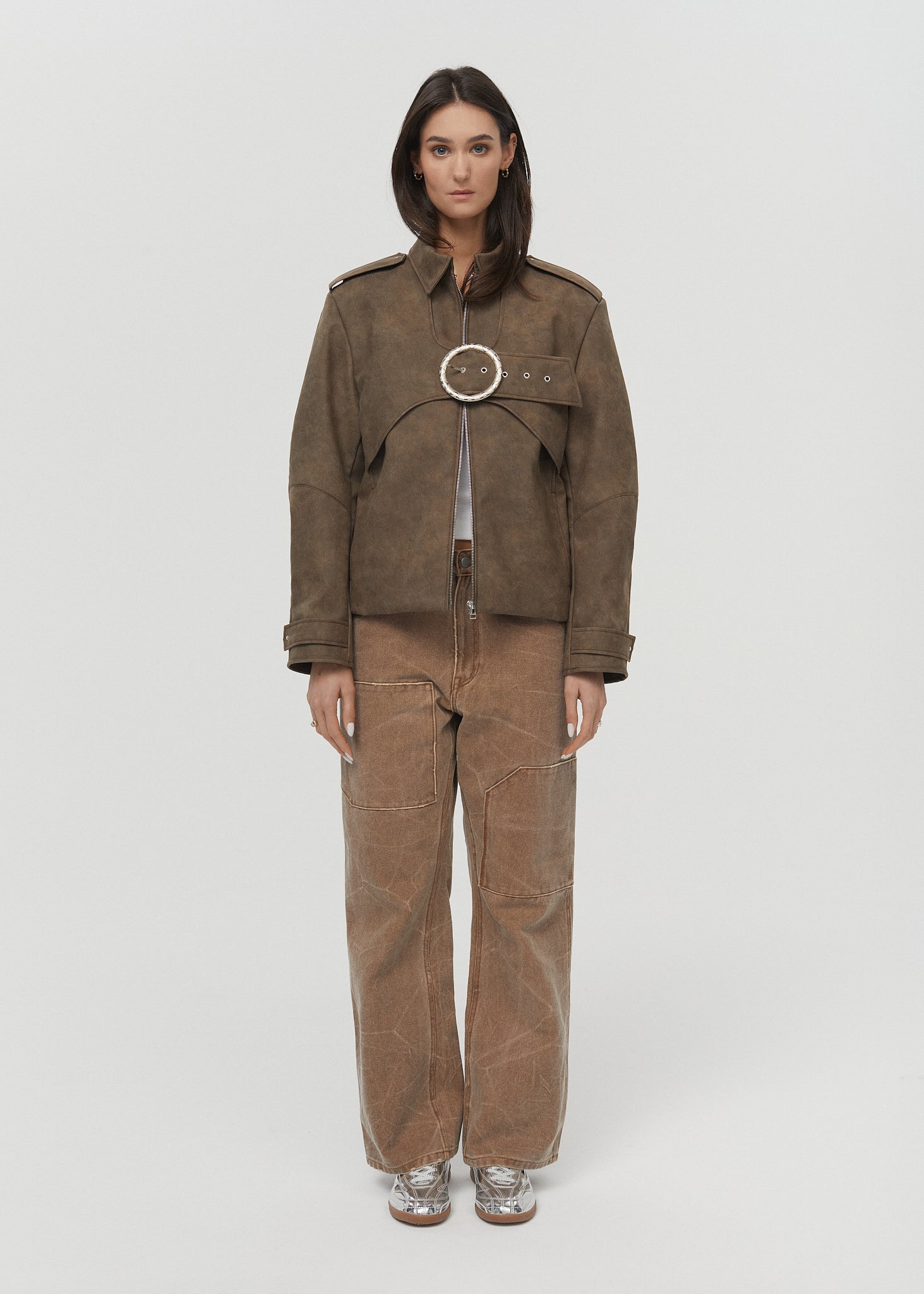 BROWN FAUX LEATHER JACKET
