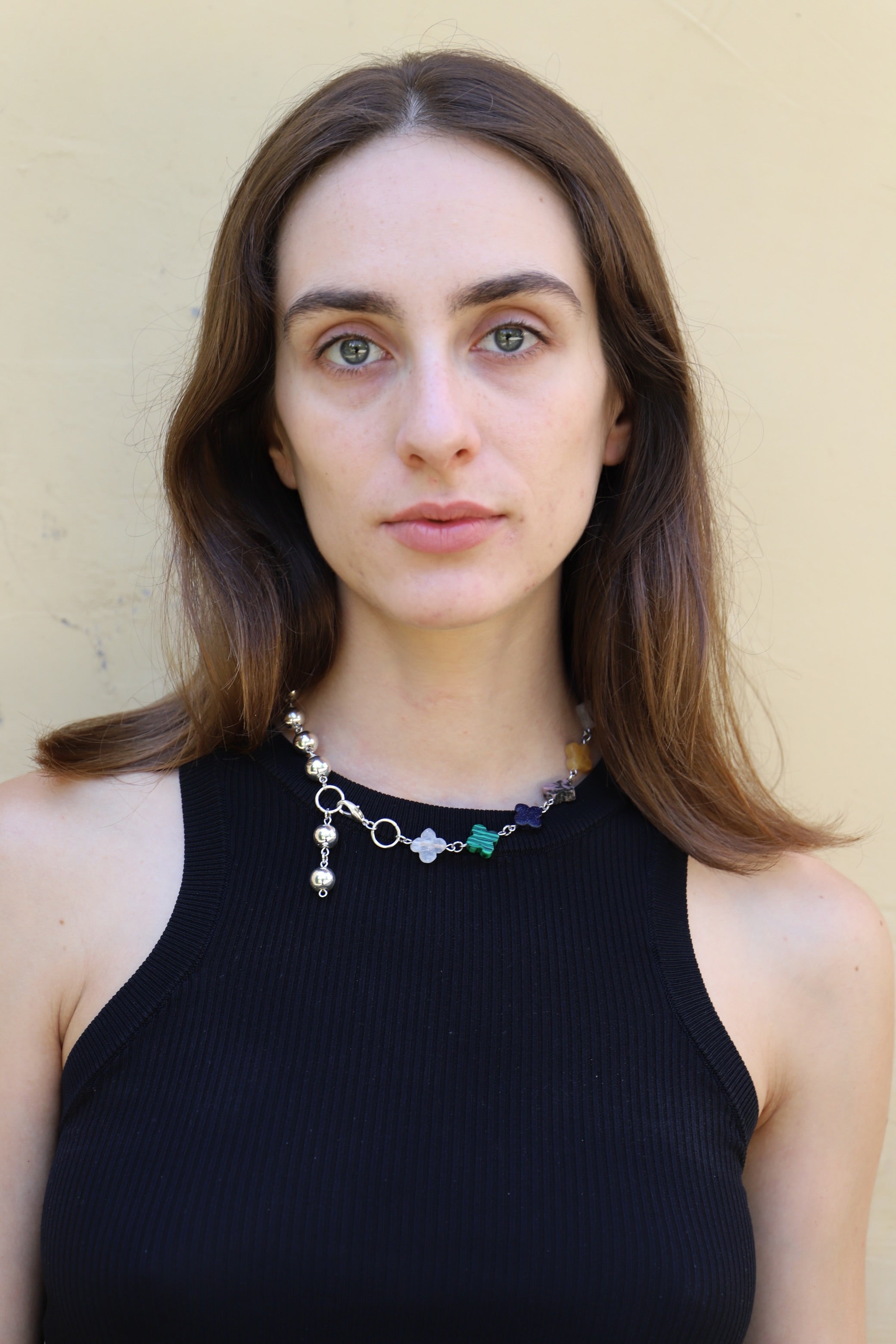 Charm necklace with colourful stones